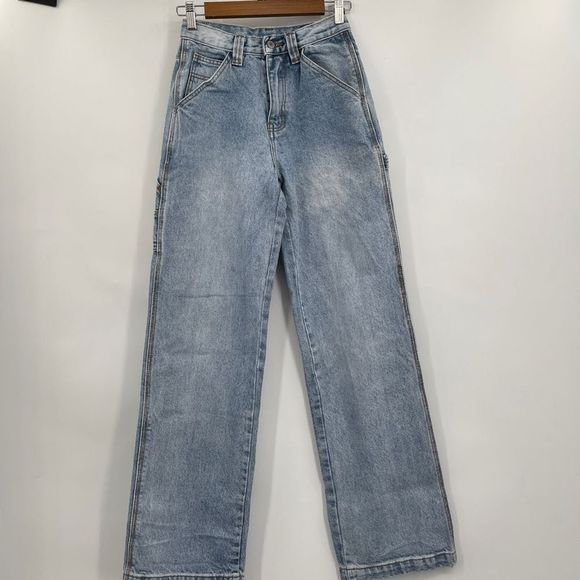 Brandy Melville Denim - J. Galt Shanghai Women's Blue Light Wash High-Rise Wide Leg Jeans Size S